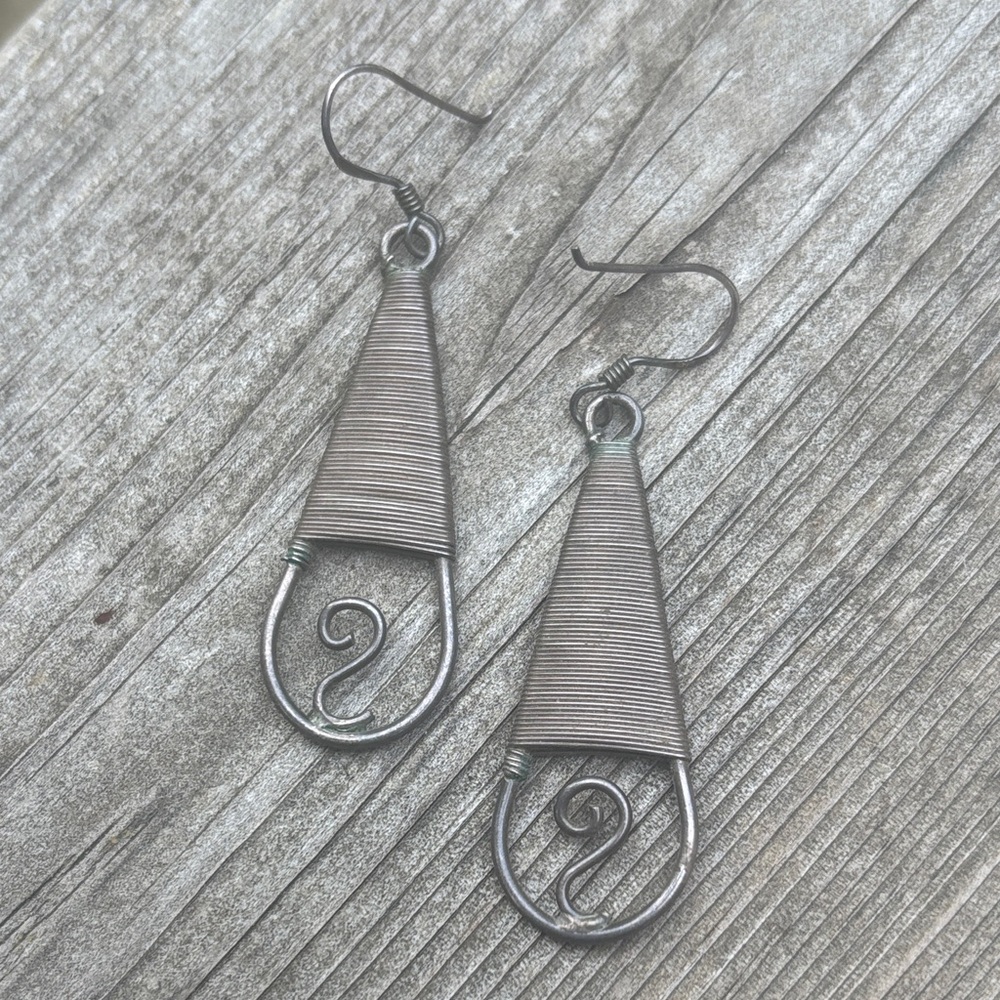 Silver Wire Wrapped Earrings 925 Sterling